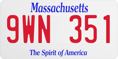 MA license plate 9WN351