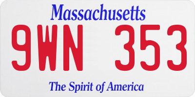 MA license plate 9WN353