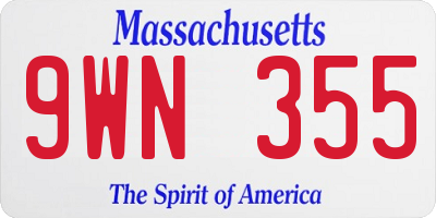 MA license plate 9WN355