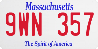 MA license plate 9WN357