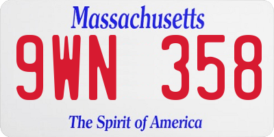 MA license plate 9WN358