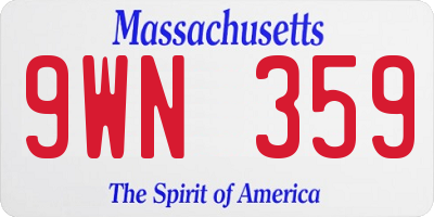 MA license plate 9WN359