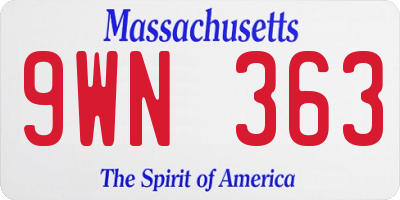 MA license plate 9WN363