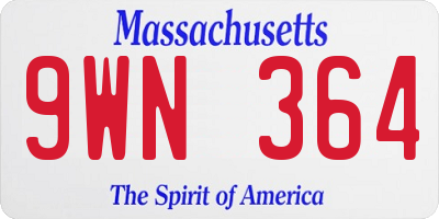 MA license plate 9WN364