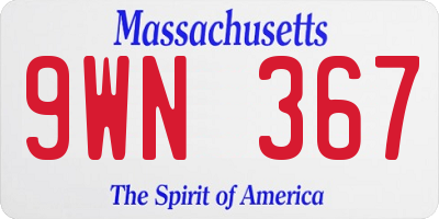 MA license plate 9WN367