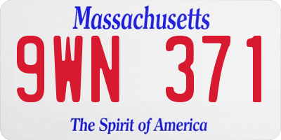 MA license plate 9WN371