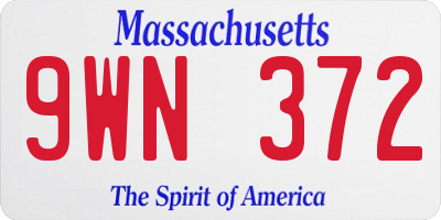 MA license plate 9WN372