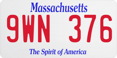 MA license plate 9WN376