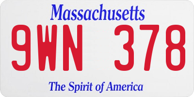 MA license plate 9WN378