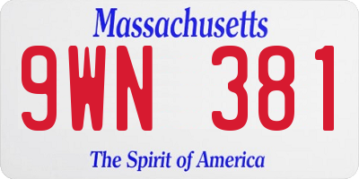 MA license plate 9WN381