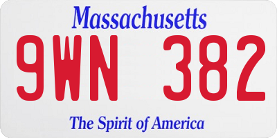 MA license plate 9WN382