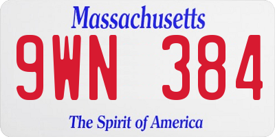 MA license plate 9WN384