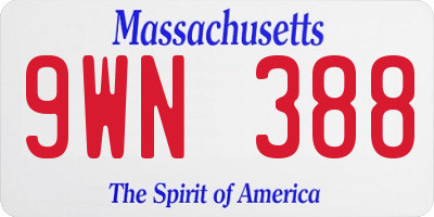 MA license plate 9WN388