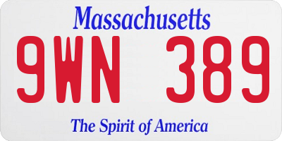 MA license plate 9WN389