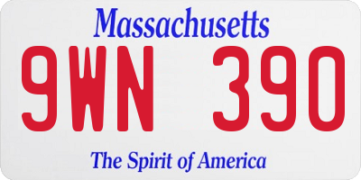 MA license plate 9WN390