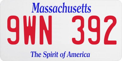 MA license plate 9WN392