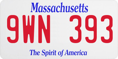 MA license plate 9WN393