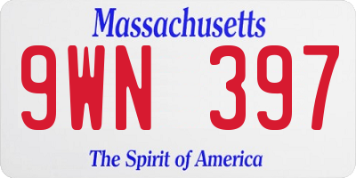 MA license plate 9WN397