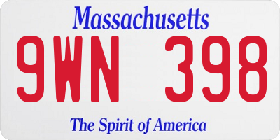 MA license plate 9WN398
