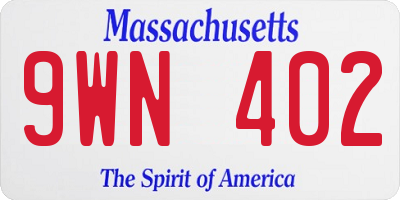 MA license plate 9WN402