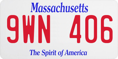 MA license plate 9WN406