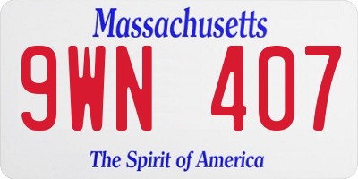 MA license plate 9WN407