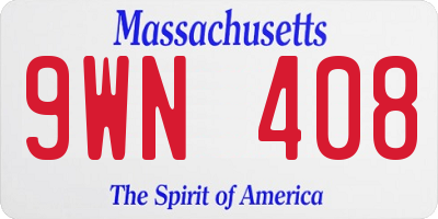 MA license plate 9WN408