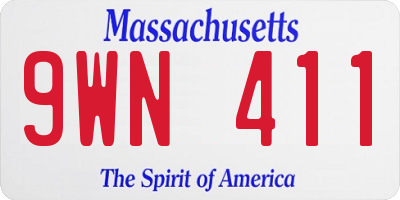 MA license plate 9WN411