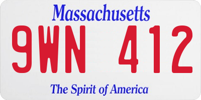 MA license plate 9WN412