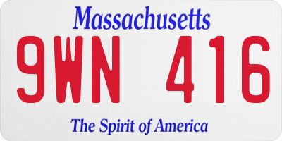 MA license plate 9WN416