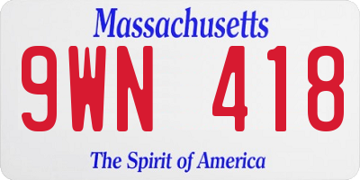 MA license plate 9WN418