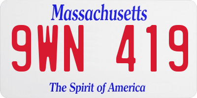 MA license plate 9WN419