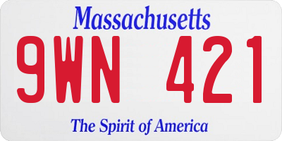 MA license plate 9WN421