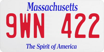 MA license plate 9WN422
