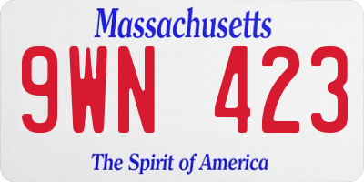MA license plate 9WN423