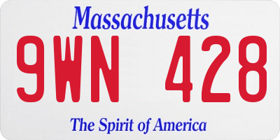 MA license plate 9WN428