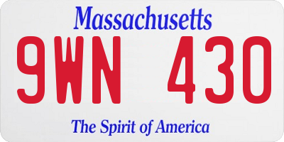 MA license plate 9WN430