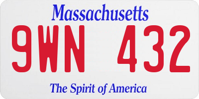 MA license plate 9WN432