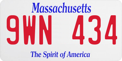 MA license plate 9WN434