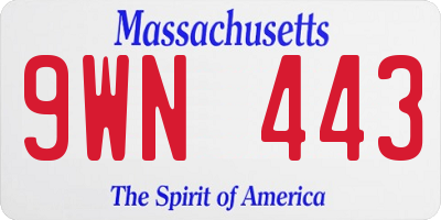 MA license plate 9WN443