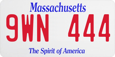 MA license plate 9WN444