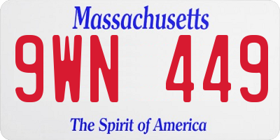MA license plate 9WN449