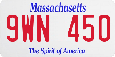 MA license plate 9WN450
