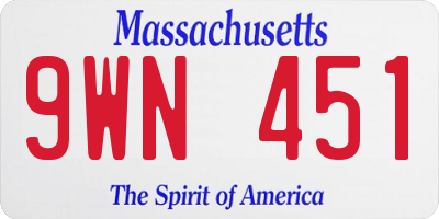 MA license plate 9WN451