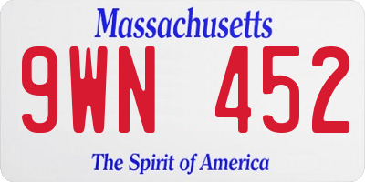 MA license plate 9WN452