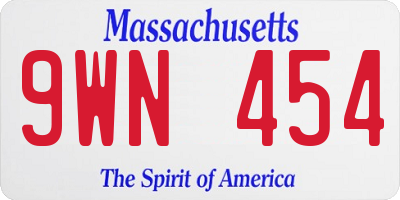 MA license plate 9WN454