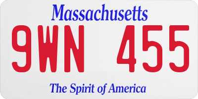 MA license plate 9WN455