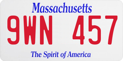 MA license plate 9WN457