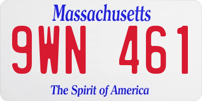 MA license plate 9WN461