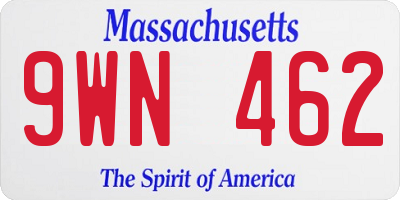 MA license plate 9WN462